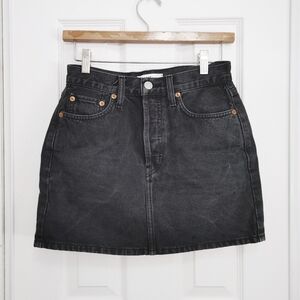 re/done originals 60s high rise a line mini skirt washed black